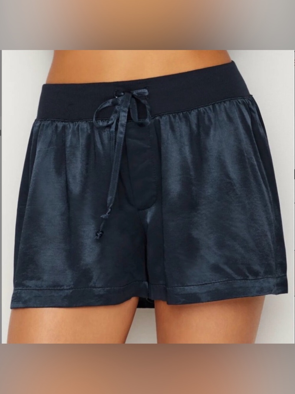 PJ Harlow Mikel Silk Sleep Shorts Navy Blue Size Small EUC